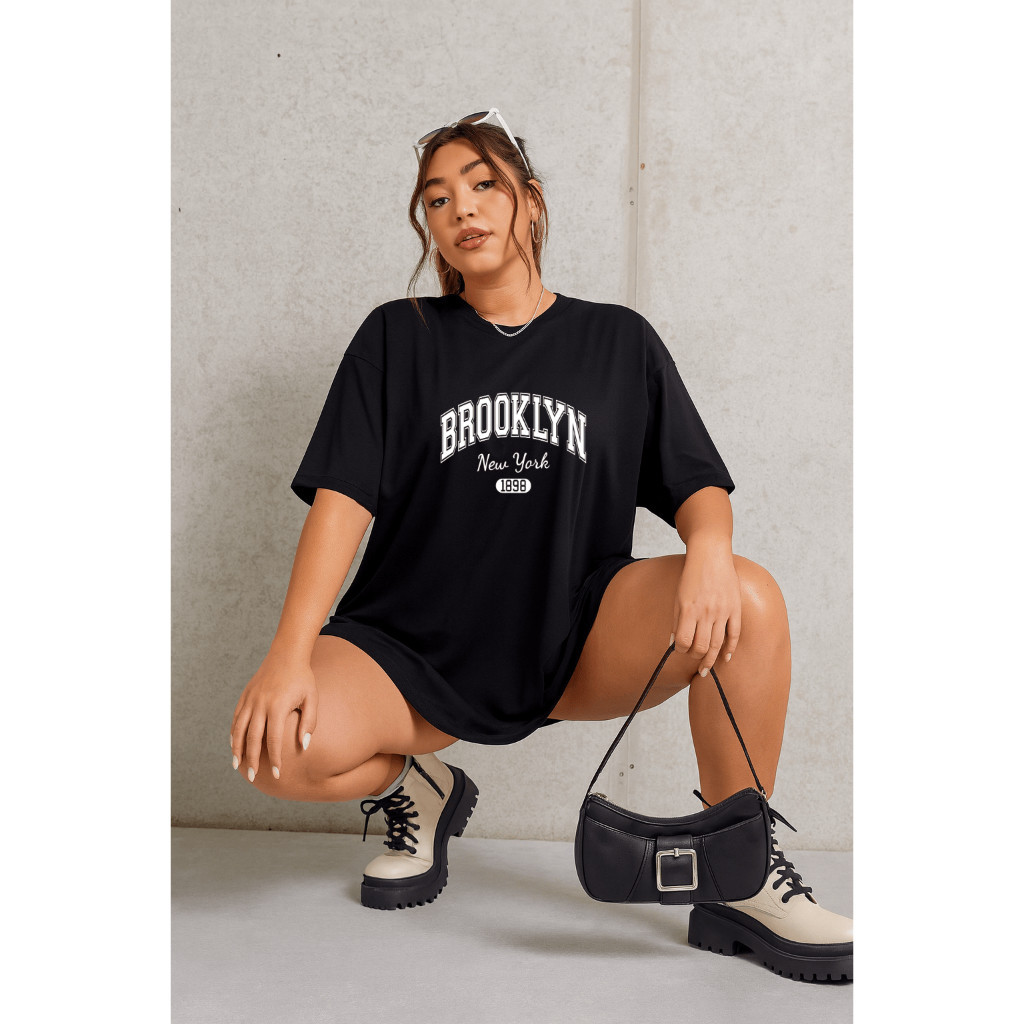 [Camiseta Premium em Algodão Puro]BOW Camiseta Oversized Preta Feminina | Algodão 100% Premium | Estilo Streetwear