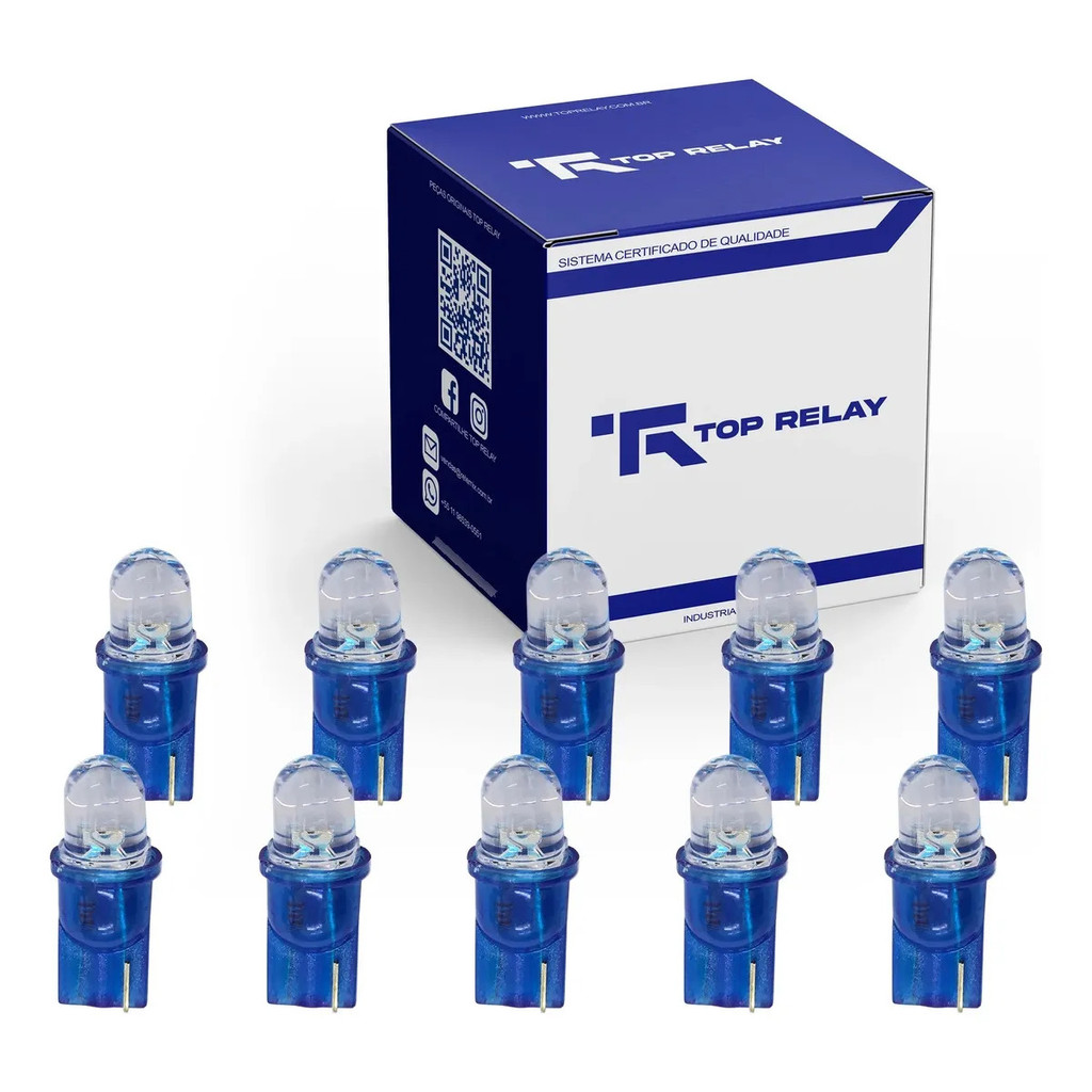 Kit 10 Lampada Led Pingo Bivolt Azul Automotiva Trpinaz1bi