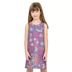 Vestido Infantil Menina Folhagem Tropical Elian Lilás