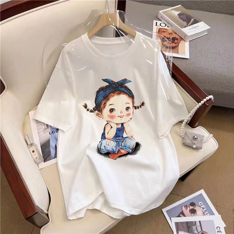 [Camiseta Premium Algodão Puro]LA Plus Size Unissex-Oversized Confortável Estilo Casual Camiseta Tecido Respirável#F3581