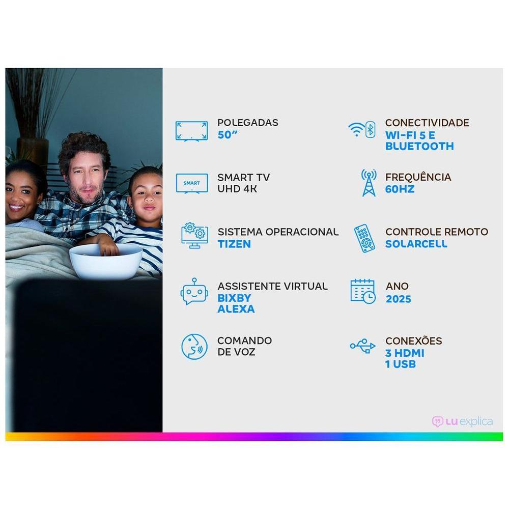 Smart TV 50" Samsung UHD 4K Crystal UHD U8600F UN50U8600FGXZD Tizen Crystal 4K Bixby e Alexa 3 HDMI