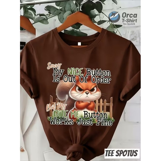 Camiseta Manga Curta Estampada Esquilo Divertida Confortável Linda Moderna Estilosa Para Moda Casual Tendência Uso Verão
