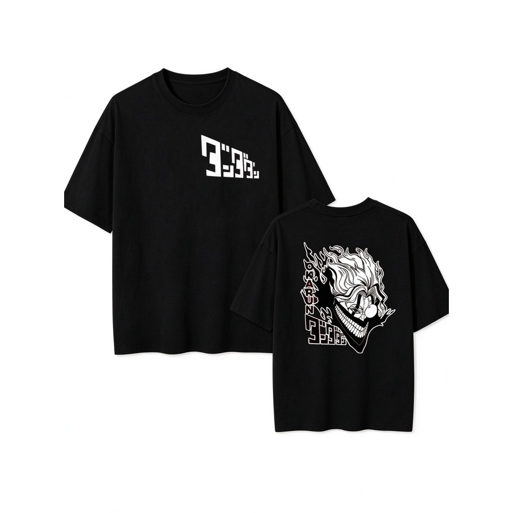 Camiseta Unissex Premium De Algodão Estilo Oversize Preta Com Estampa Palhaço Anime Para Uso Casual Passeios E Eventos