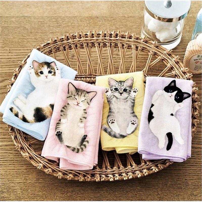Japonês criativo gato toalha crianças bebê rosto toalha de mão pequeno leite gato lenço toalha quadrada presente fabrica