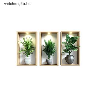 # weicheng Adesivos De Parede De Plantas Realistas 3D Autoadesivos À Prova D'água Decalques Em Vasos Verdes Para Decoraç