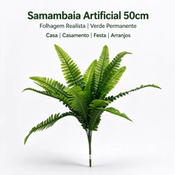 Samambaia Artificial 50cm Folhagem Planta Decorativa para Casa Casamento Festa Arranjos kit 2/6/10