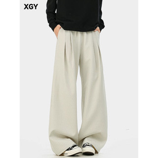 Calça Casual listrada retrô americana masculina, estilo dinheiro antigo, camada dupla, plissada, Design de roupa de rua,