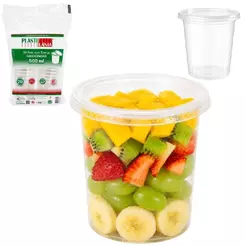 Kit 100un Pote Redondo 500ml com Tampa Descartável Caldos Doces Sobremesas