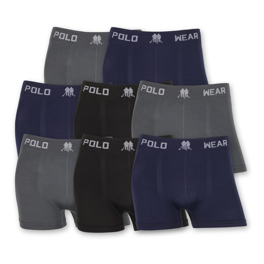 Kit 8 Cuecas Boxer Box Sem Costura Lisa Polo Wear Microfibra Original Premium Masculina Leve e Elástico Confortável