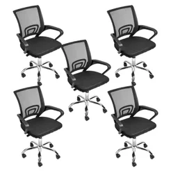 Kit 5 Cadeiras Escritório Diretor Tela Mesh Tok 3310 Preto Preto