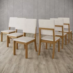 Kit com 6 Cadeiras de Jantar - Milla Bege/Nature Nature/Bege