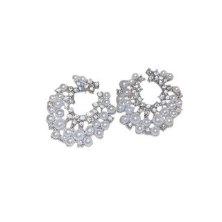 Agulha de prata diamante flor geométrica pérola brincos luz francesa luxo Retro elegante brincos High-End All-Match brin
