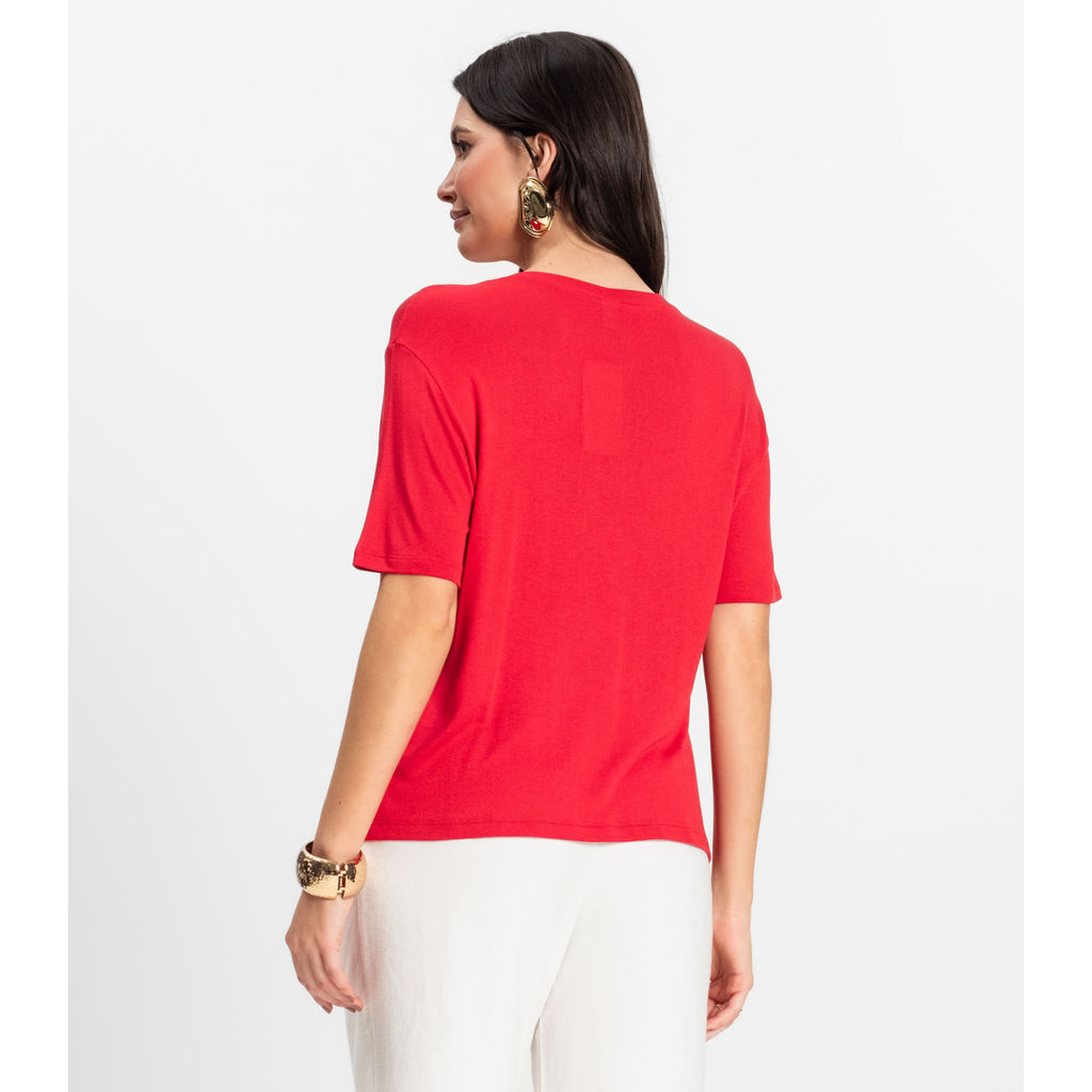 Blusa Feminina Manga Curta Visco Tricot Rovitex Vermelho · foto 2