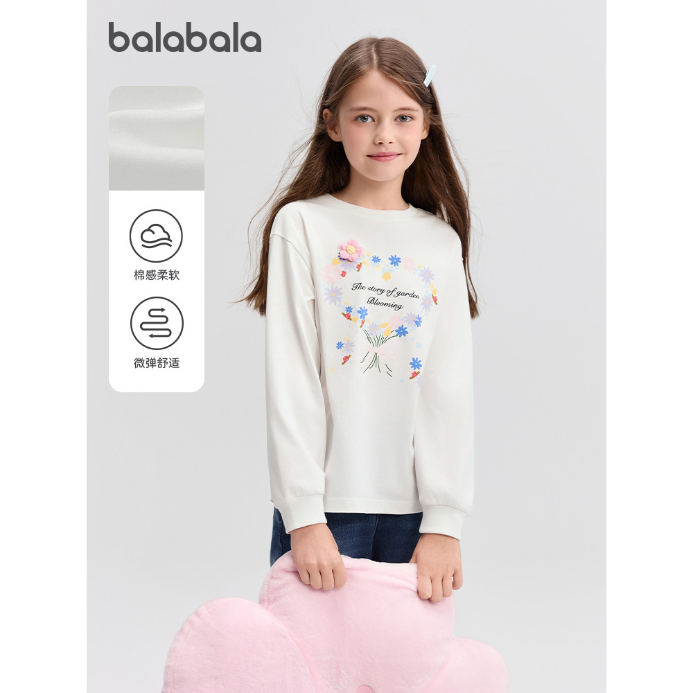 Barbara Camiseta infantil de manga comprida para meninas estilo ocidental Tops médios grandes crianças primavera outono 
