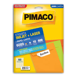 Etiqueta inkjet/laser carta 6089 com 10 folhas Pimaco