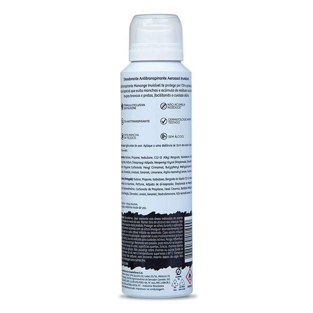 Kit Desodorante Aerosol Monange Invisível 90g - 12 Unidades · foto 2