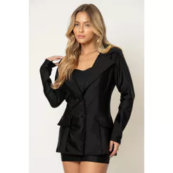 Blazer Feminino Regular Abertura Frontal Planet Girls Preto