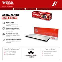 Filtro Do Ar condicionado cabine CELTA CLASSIC CORSA PRISMA MONTANA – Wega AKX3536