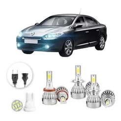 Lâmpadas Ultra Led Renault Fluence 20000lm Alto Baixo e Milha + Pingo Led