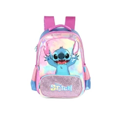 Mochila Infantil Disney Stitch Resistente Pelúcia e Brilho