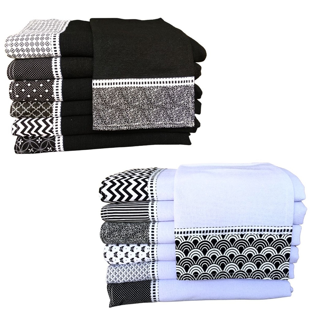 Kit Pano De Prato 5 Preto 5 Branco Minimalista 10 Unid em Oferta na Shopee