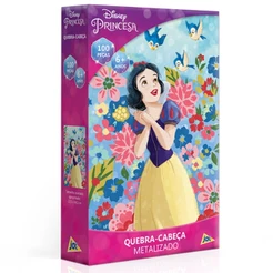 QUEBRA CABEÇA METALIZADO PRINCESA BRANCA DE NEVE DISNEY 100 PEÇAS TOYSTER PUZZLE FILME CRIANÇA MENIN