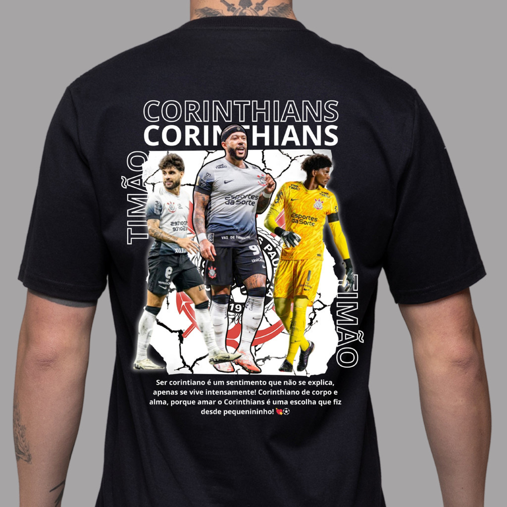Camiseta Jogadores Memphis Yuri Alberto Goleiro Hugo de Souza montagem Fotos Unissex 100% Algodão