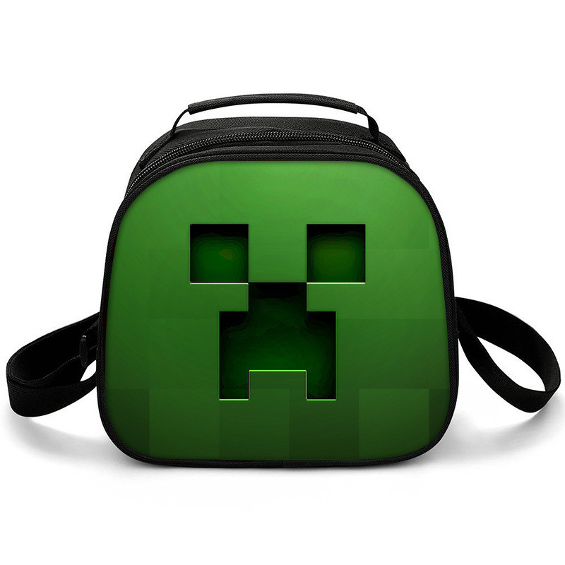 Minecraft anime redonda lancheira térmica infantil meninos meninas estudante Marmita Térmica Portátil bolsa em Oferta na Shopee