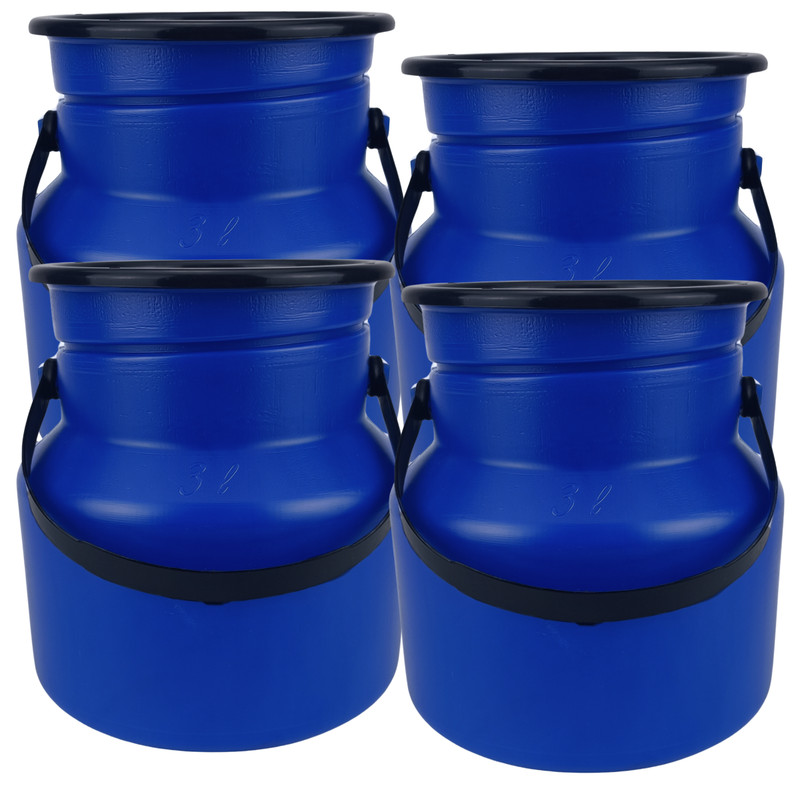 Kit 4 Vasilhames para Transporte de Leite Tarro Galão 3 Litros Injesul Bombona