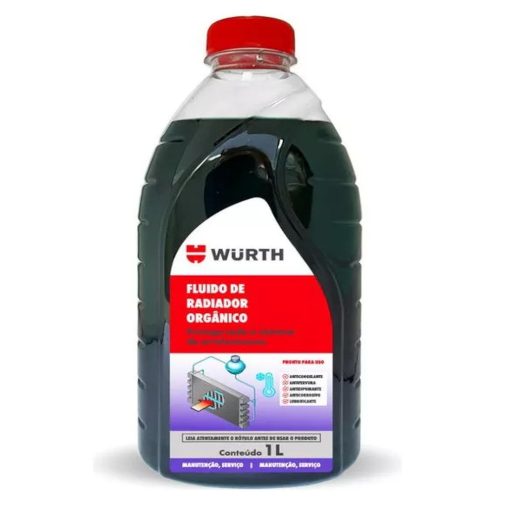 Fluido Aditivo de Radiador Orgânico Pronto Uso Verde Azul 1 Litro Wurth