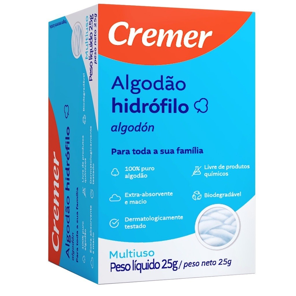 ALGODÃO 25gr ROLO CREMER - KIT C/3 CX
