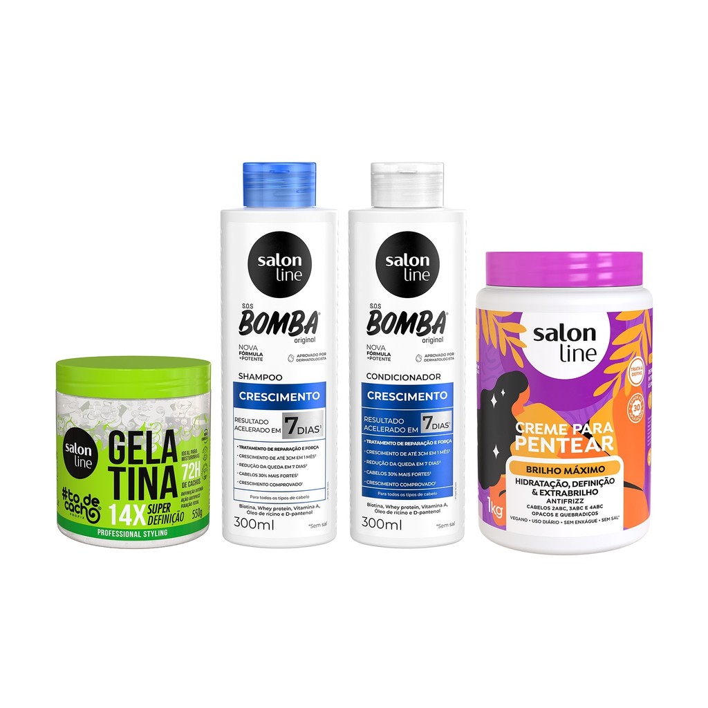 Kit Crescimento Brilho Maximo e definição - Cabelo Cacheado em Oferta na Shopee
