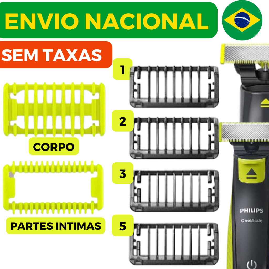 Pente Para  Philips Oneblade 1mm 2mm 3mm 5mm CORPO INTIMO em Oferta na Shopee