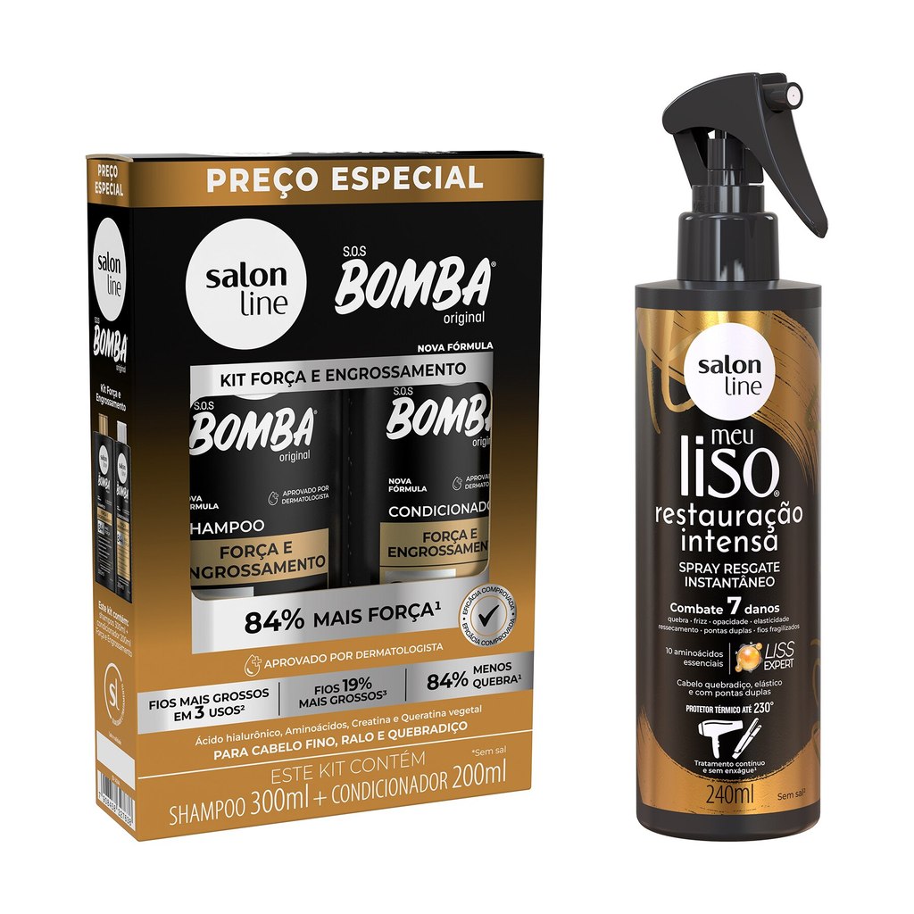 Kit Restauração com Shampoo e Condicionador + Spray