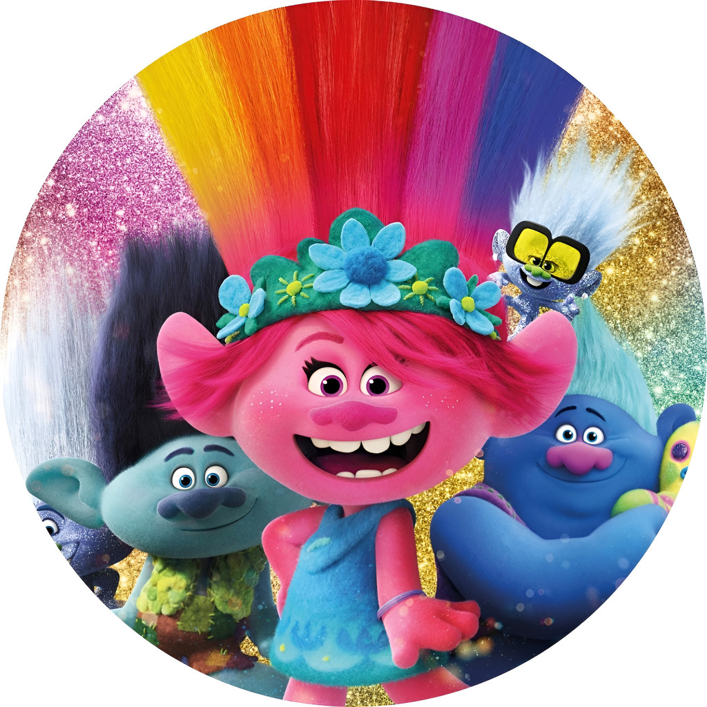 Painel Mesa Mini Capa Infantil Festa Desenho Trolls Decoração Tema Alegre Colorido