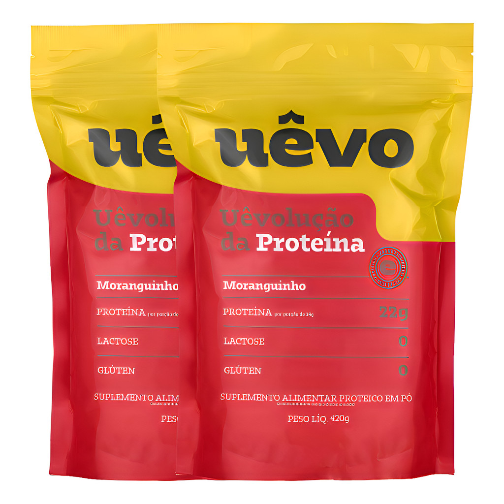 Proteína Em Pó 420G Morango - Uêvo em Oferta na Shopee