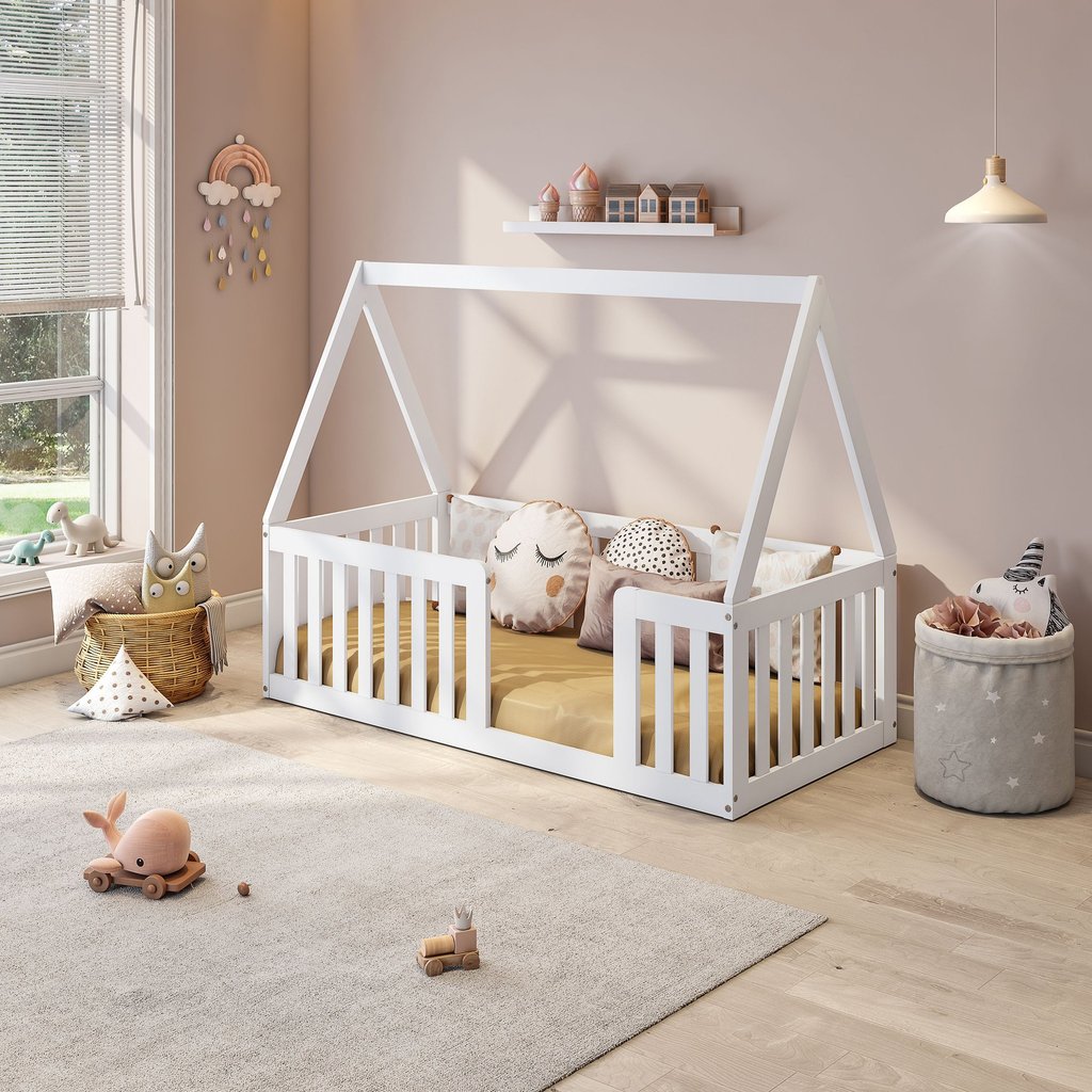 Mini Cama Montessoriana com Grade e Telhado Giulia Casatema MadeiraOriginals Branco em Oferta na Shopee