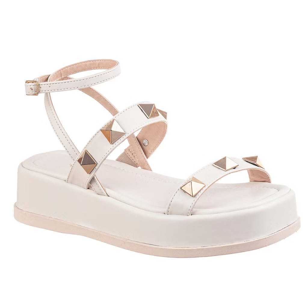 Papete Feminina Sandalia Slide Anabela Pirâmides Média Confortável REF.2025/20