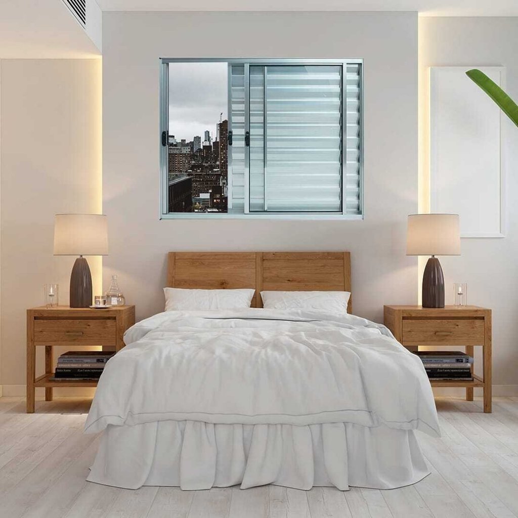 Janela Alumínio Veneziana 3 Folhas 100x150cm Natural Brilhante Plus Lux Esquadrias em Oferta na Shopee