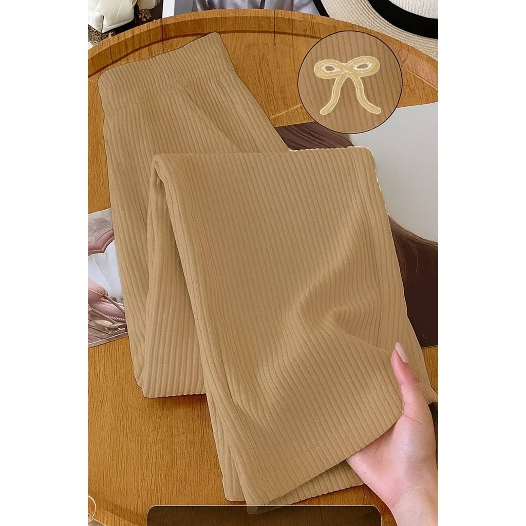 Imagem Calça Pantalona Feminina Tecido texturado Calça Feminino Cintura Alta Pantalona Elegante