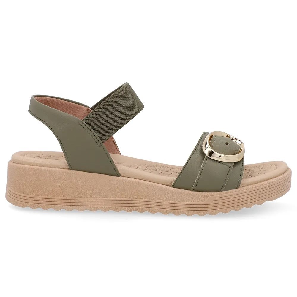 Sandália Feminina Anabela Verde Militar Usaflex UD13002