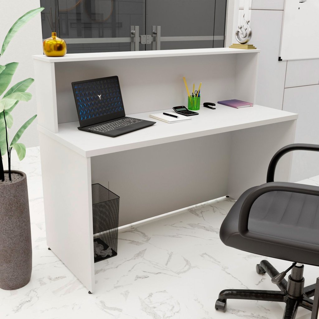 Balcão Atendimento Recepção Consultório 140x60cm Branco em Oferta na Shopee