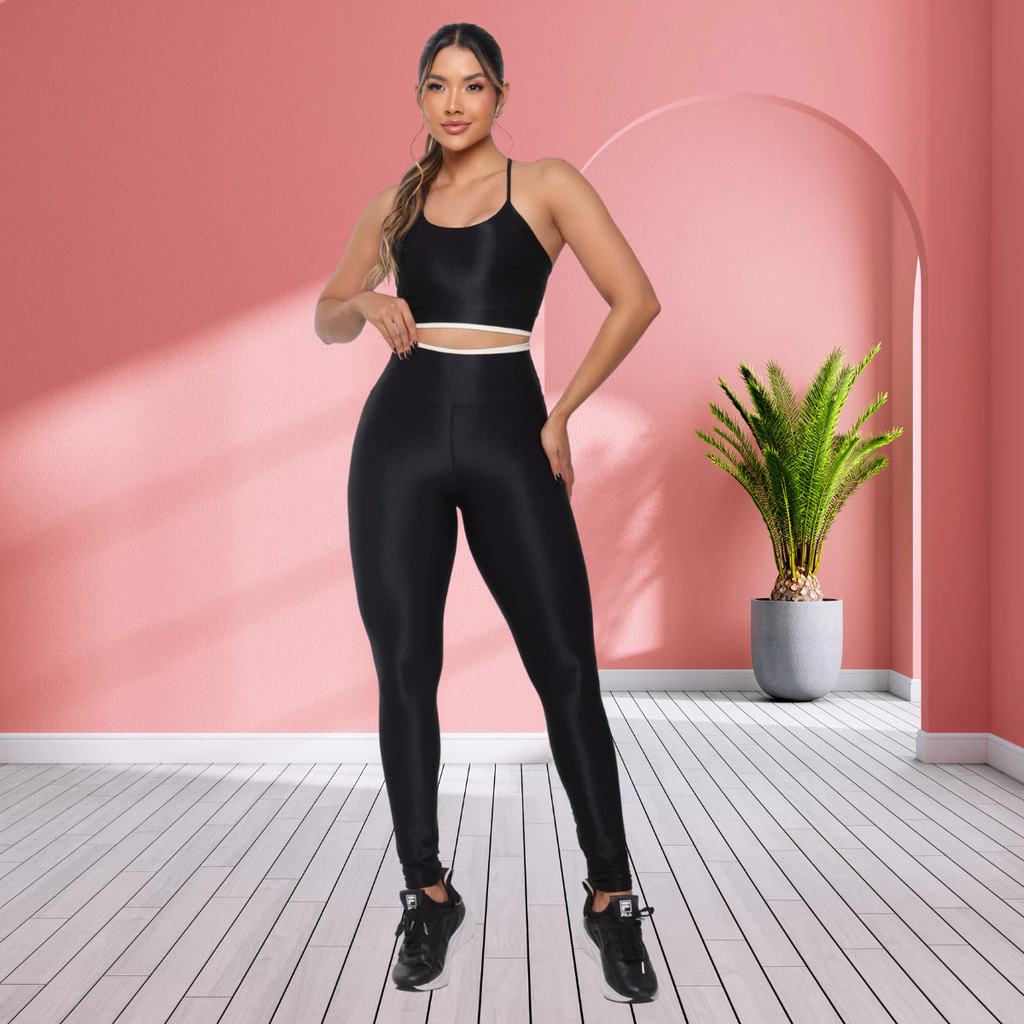 Conjunto Legging + Top Canelado Fitness Feminino Academia — imagem 1
