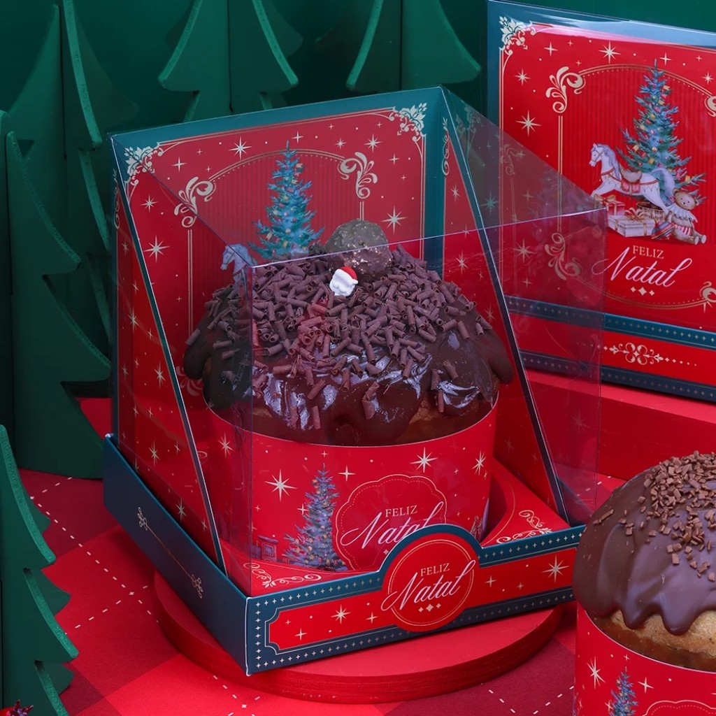 10 CAIXA PARA PANETONE 500G COM TAMPA DE ACETATO TRADIÇÃO 5100 ( JANGO NATAL 2025 )
