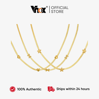 Vnox Corrente De Lâmina De Ouro Em Forma De Coração Flor Borboleta Arco Acessório Colar Ajustável Não Desbotamento E Hip em Oferta na Shopee