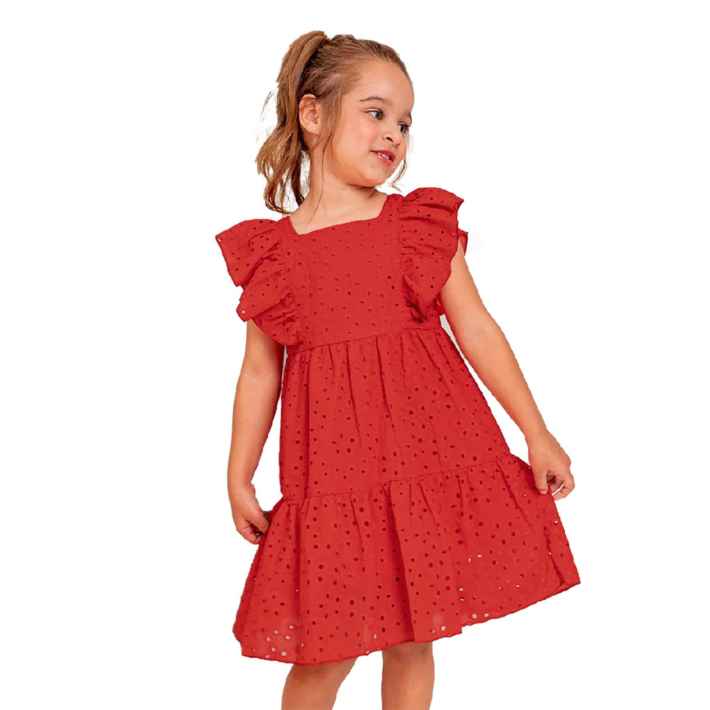 Vestido Infantil Menina Natal Vermelho Lesie Luxo Trick Nick - Vermelho - 14