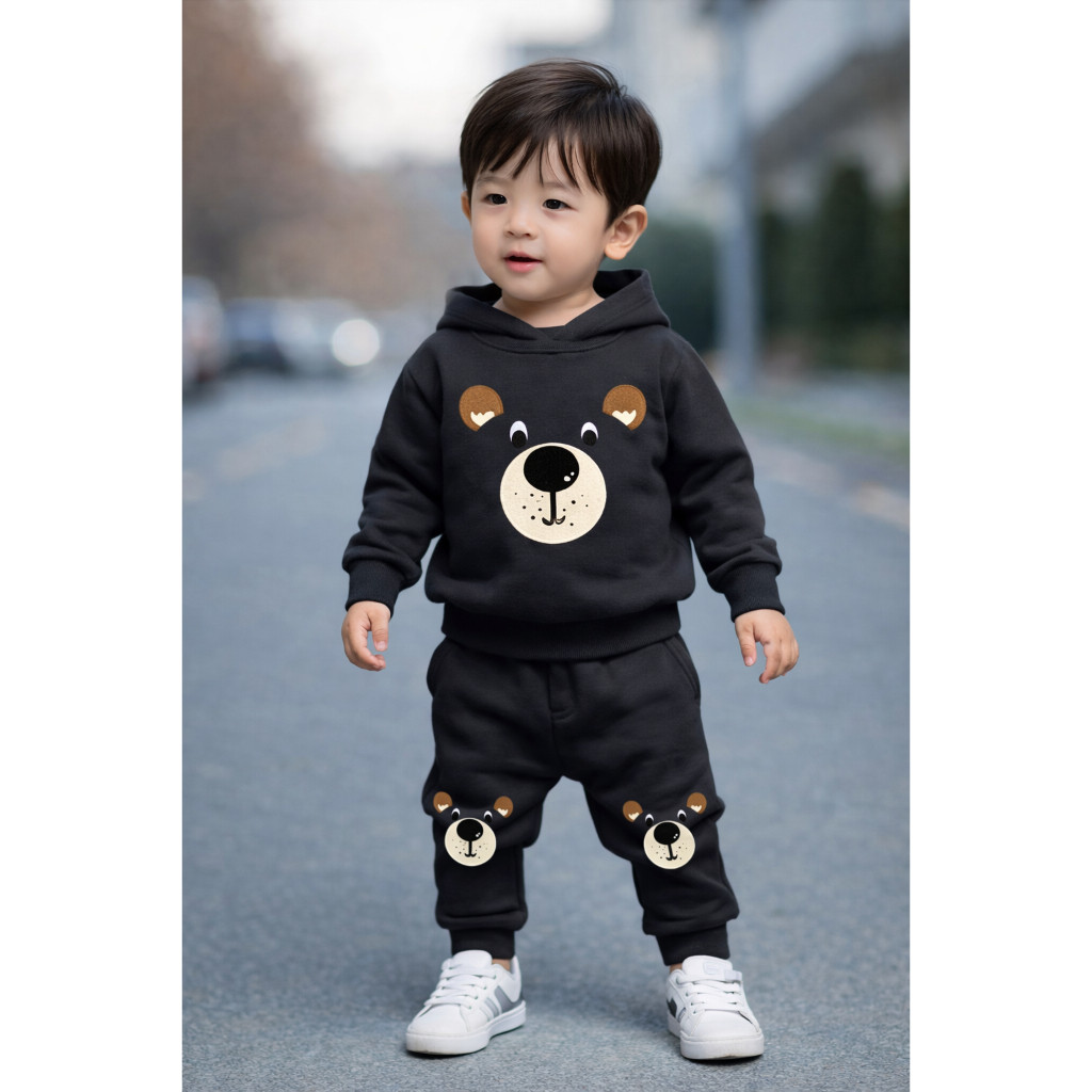 Conjunto Infantil Ursinho Moletom Inverno Menino Menina Roupa Quente Peluciado Premium Confortável Tendência 2026