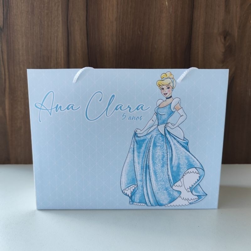 10 sacolinha Personalizada Cinderela Aquarela - Pegue e Monte Lembrancinha Cinderela