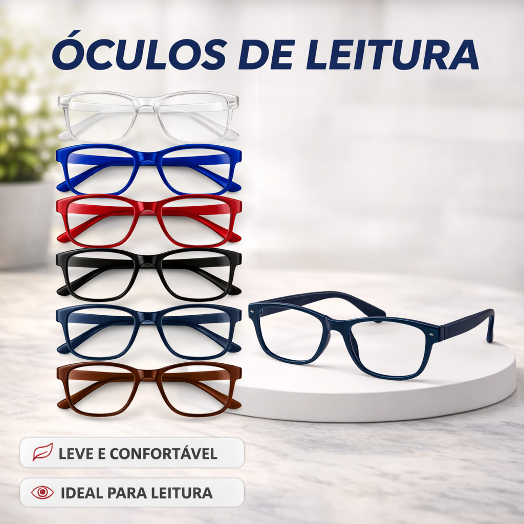 Óculos de Grau Para Perto Leitura Presbiopia Celular Unissex Leve Confortável 0.5 a 5.0 Escolha Cor