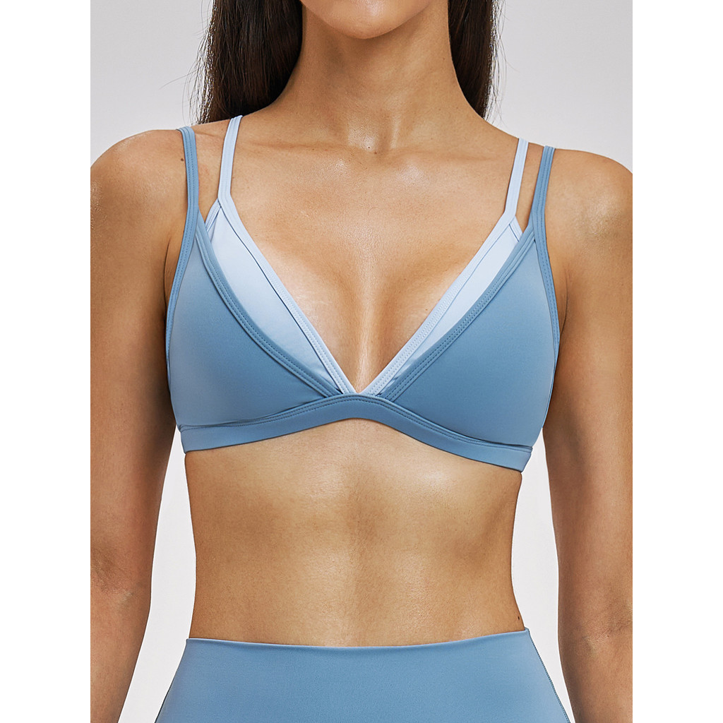 Cross-Border nu bonito volta roupas de Yoga sutiã feminino falso de duas peças contraste cor lazer ao ar livre esportes 